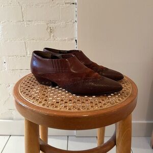 Vintage Brown Leather & Suede 90’s Western Style Shoes Size 6
